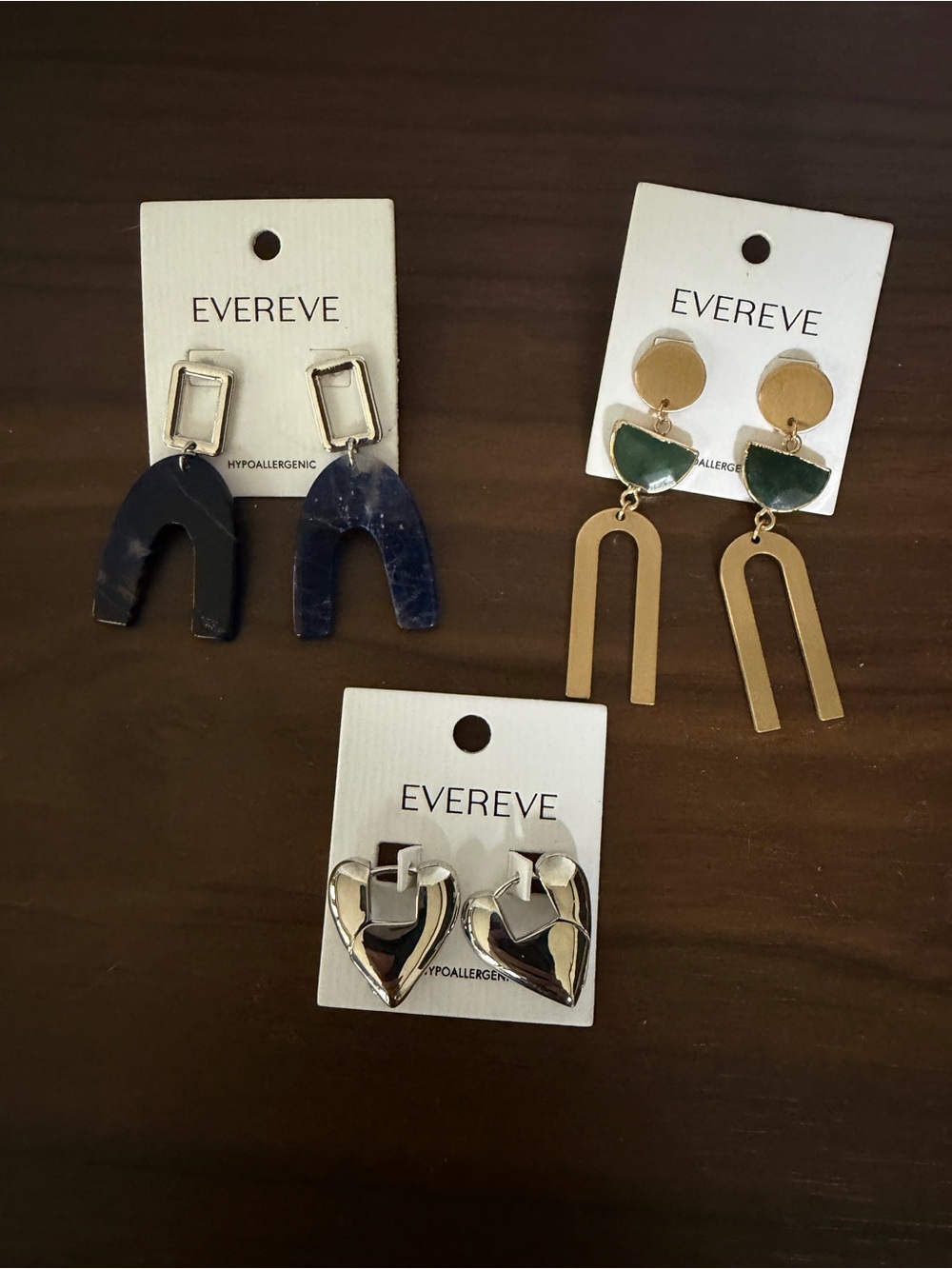 EVEREVE Earrings Set - Navy, Green & Silver Mixed Styles